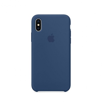 Husa protectie spate Bibilel cu logo Apple pentru iPhone X, silicon, albastru, BBL033 Husa protectie spate Bibilel cu logo Apple pentru iPhone X, silicon, albastru, BBL033