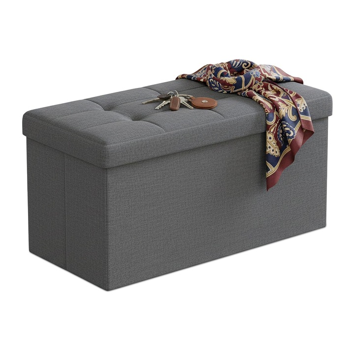 Banca de depozitare tapitata cu material textil – pliabila, pentru doua persoane