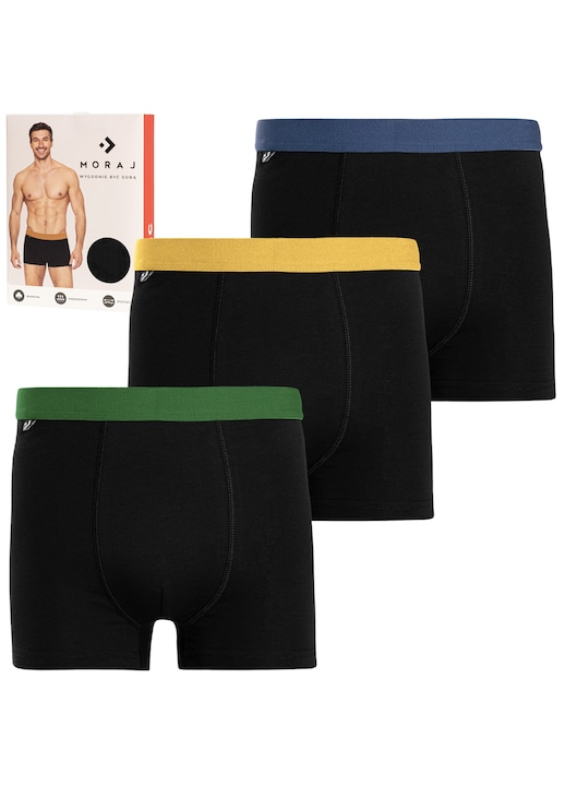 Férfi Boxer Szett, Moraj, 95% Pamut, 5% Elasztán, Lapos Varratok, Többszínű, 2 Darab, Fekete
