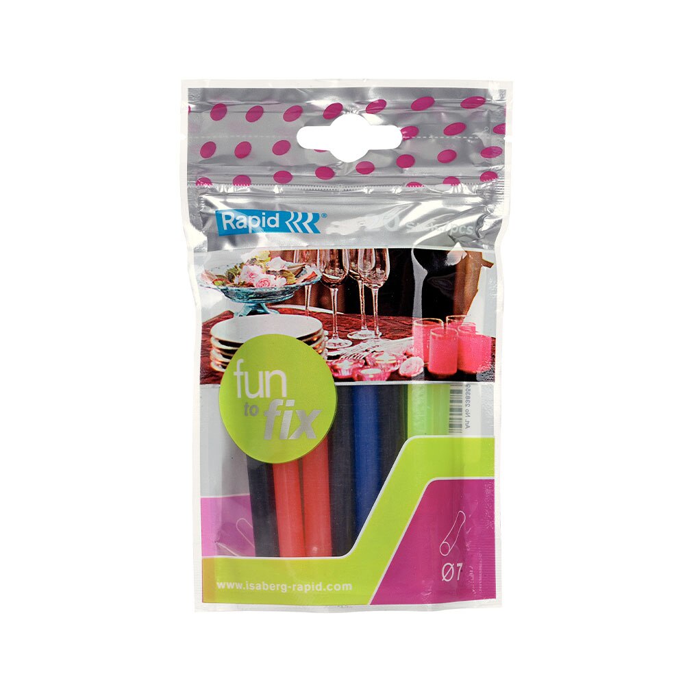 Baton silicon Rapid Decoratiuni Fun to Fix color (rosu, negru, albastru, vernil), Universal, Ø7mm x 100mm, baza EVA, 20 buc/punga 23835900