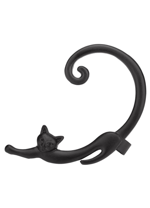 ZYBLSSBB, cercei din aliaj cu design pisica, ear hook LSM2xh322-BCS0080232, negru, 6.3 x 4.8 x 0.5 cm