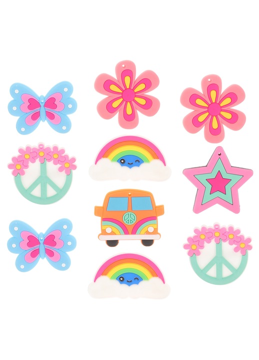 ZYBLSSBB, Set brose din metal si silicon, modele cartoon mixte, Multicolor, 10 buc., 5.5 x 3 x 0.7 cm