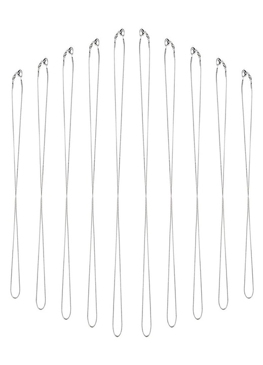 ZYBLSSBB, Set de 10 coliere lant tip sarpe placate cu argint, grosime 1 mm, cu inchizatoare cu arc, 2x16/18/20/22/24 inch (5 marimi), argintiu