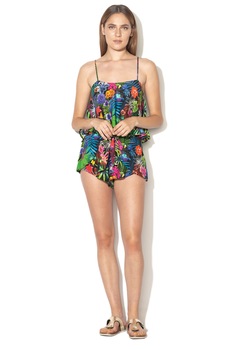 DESIGUAL, Top crop cu model floral Molly, Multicolor, M DESIGUAL, Top crop cu model floral Molly, Multicolor, M