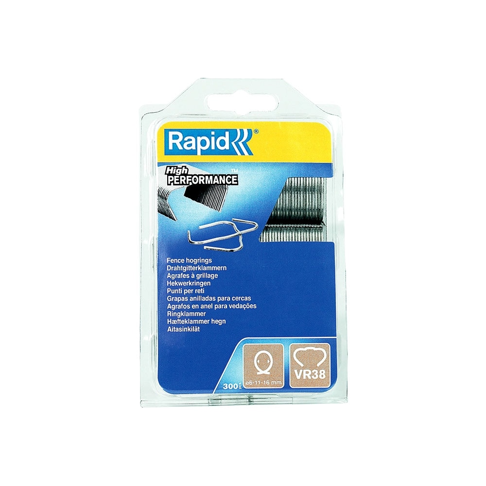 Capse gradinarit Rapid HOG VR38/6-16mm, galvanizate, 300 inele/blister 40109236