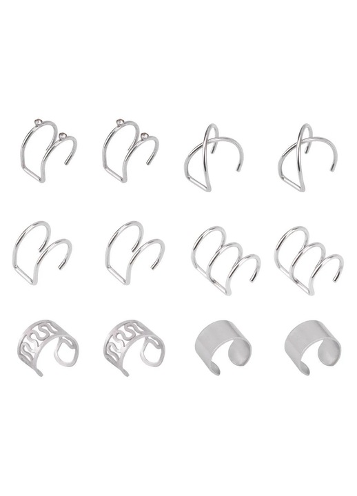 ZYBLSSBB, Cercei ear cuff din aur, set 6 perechi, fara piercing, auriu