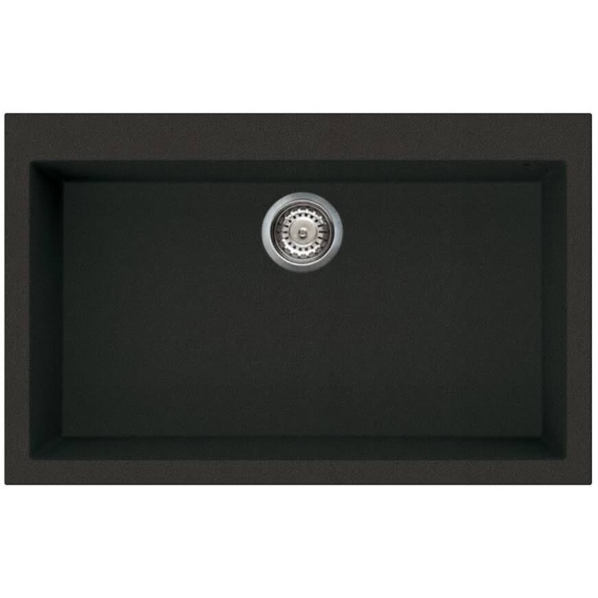 Chiuveta granitek Elleci Quadra 130, 790 x 500 mm, adancime 200 mm, Full Black G40