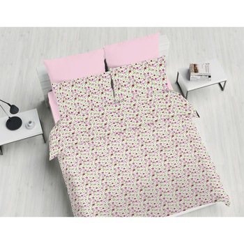 Lenjerie de pat, 6 piese, Kring Harmony, pentru 2 persoane, 144 TC, bumbac ranforce, imprimeu floral Lenjerie de pat, 6 piese, Kring Harmony, pentru 2 persoane, 144 TC, bumbac ranforce, imprimeu floral