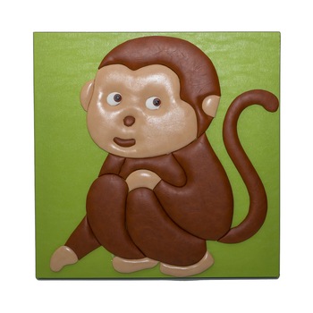 Tablou textura piele ecologica, lucrat manual , 3D, décor maimuta, 48x48 cm Tablou textura piele ecologica, lucrat manual , 3D, décor maimuta, 48x48 cm