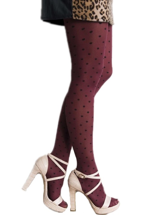 Dres de dama Bonnie Doon Polka Dots Tights, Claret, 40-42 M
