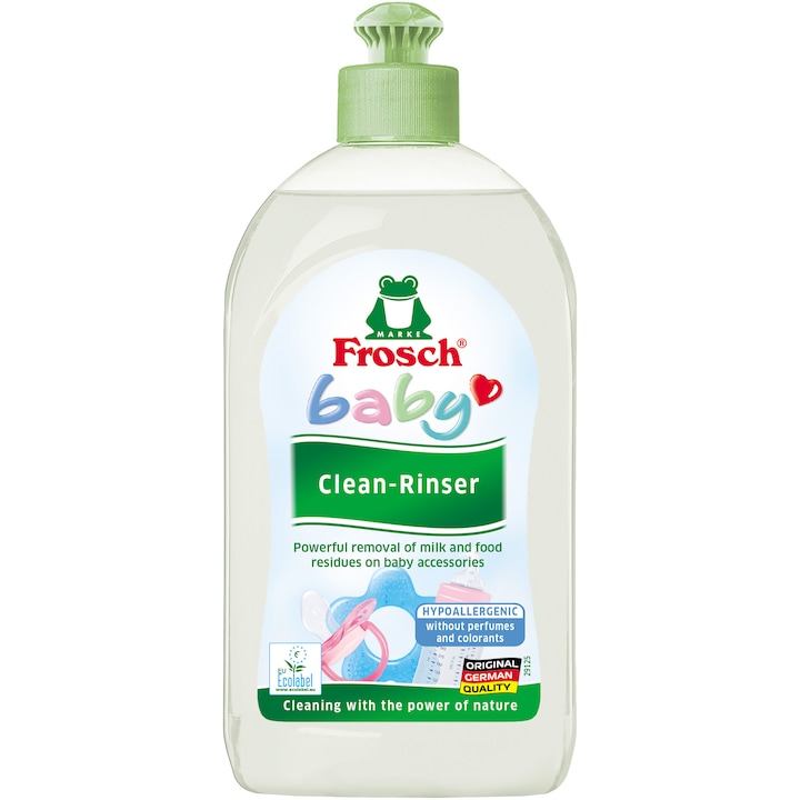 Препарат за почистване на съдове, шишета, залъгалки, бебешки играчки Frosch Eco Baby, 0.5 л