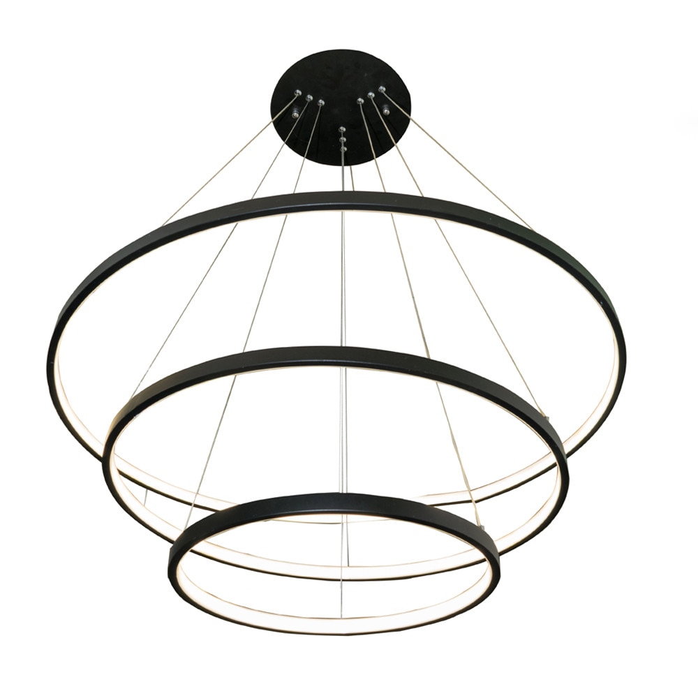 Lustra Suspendata cu 3 inele reglabile, LED-SMD, 110W, 4000K, 220V, Negru-Alb