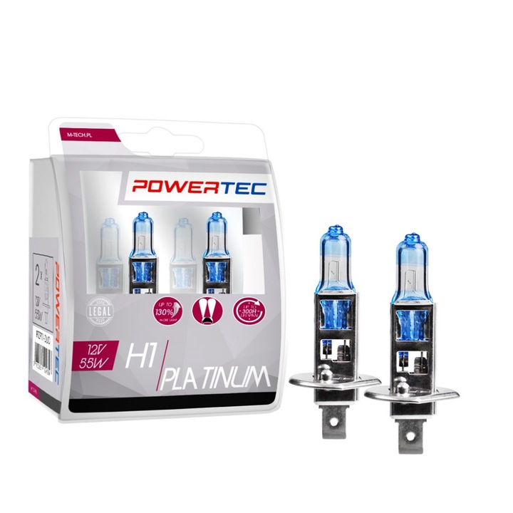 Power-Tec, Platinum halogén izzó, +130%, H1, 12V, 2db