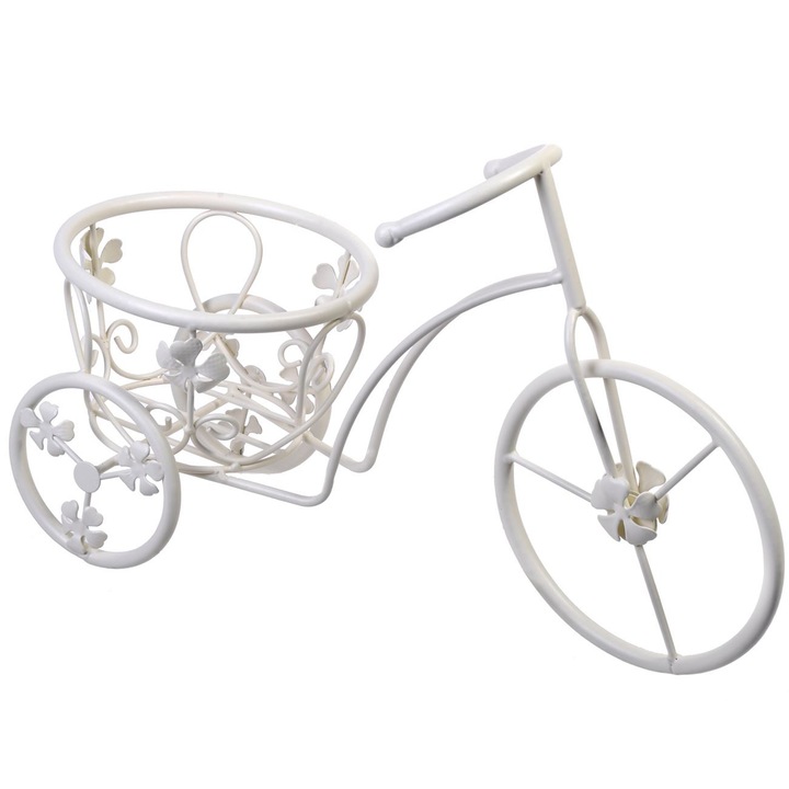 Virágtartó bicikli fehér 37 cm