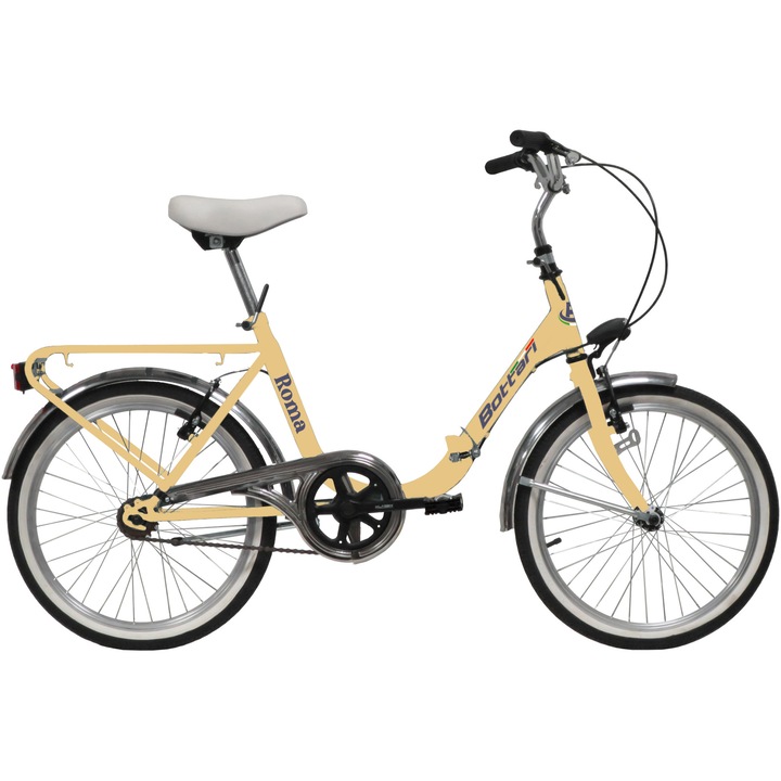 Bicicleta Pliabila Bottari 20 inch, cadru otel, 1 viteza, frane V-brake, bej