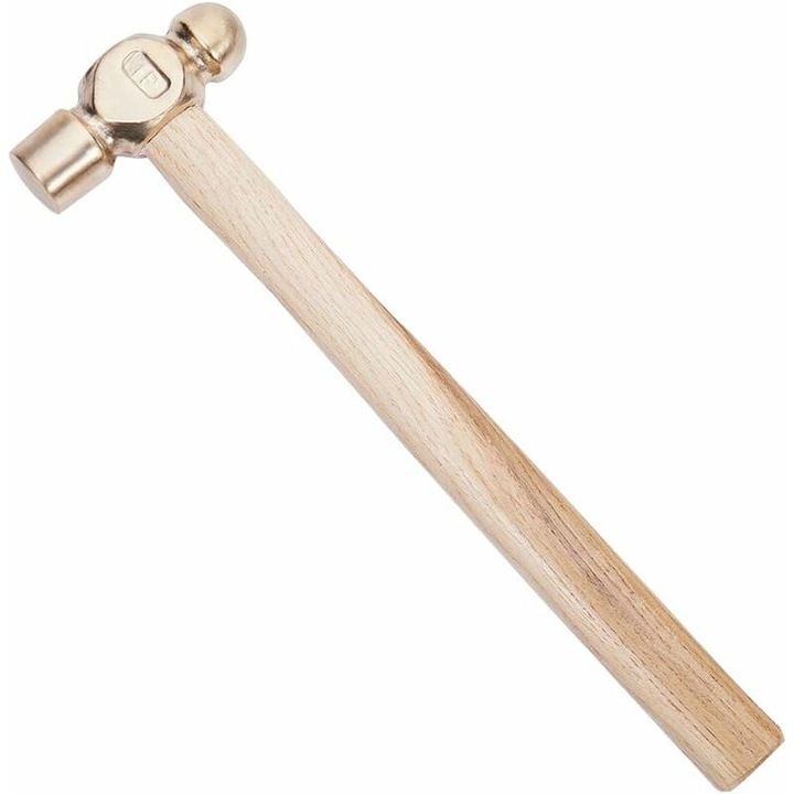 Ciocan de stantare fara scantei din alama, de 33 cm, cu cap dublu si maner din lemn, aproximativ 500 g. Potrivit pentru ciocanire, perforare si forjare DIY