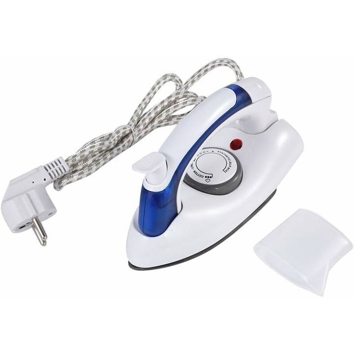 Fier de calcat cu abur mini portabil cu control al temperaturii si spray pentru calatorii si uz casnic, albastru si alb, 1 bucata
