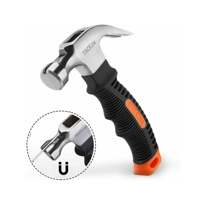 Ciocan cu gheare de 225g cu extractor magnetic de cuie si maner din cauciuc moale TPR - Mini ciocan pentru prelucrarea lemnului DIY (1 bucata)