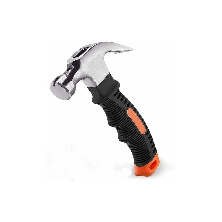 Mini ciocan cu gheare, maner ergonomic din cauciuc moale de 15 cm, cap magnetic antiderapant, potrivit pentru reparatii DIY in lemn