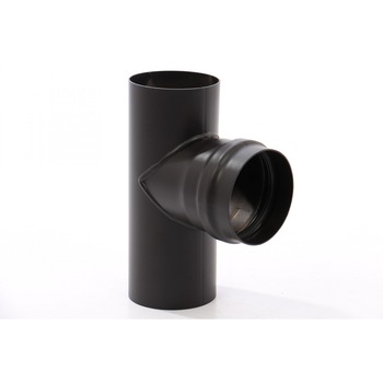 Teu evacuare fum (gaze arse), Fornello, otel negru pentru centrale pe peleti, diametru 100 mm, etansare cu garnitura, tabla 1,2 mm Teu evacuare fum (gaze arse), Fornello, otel negru pentru centrale pe peleti, diametru 100 mm, etansare cu garnitura, tabla 1,2 mm