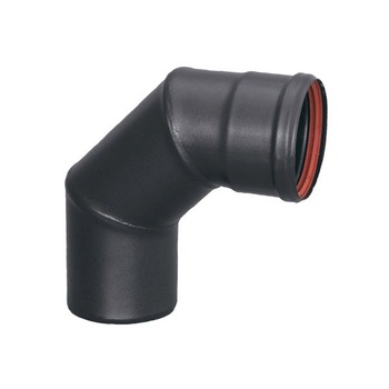 Cot pentru evacuare gaze arse, Fornello, otel negru pentru centrale si termoseminee pe peleti, diametru 80 mm, etansare cu garnitura, 90 grade Cot pentru evacuare gaze arse, Fornello, otel negru pentru centrale si termoseminee pe peleti, diametru 80 mm, etansare cu garnitura, 90 grade