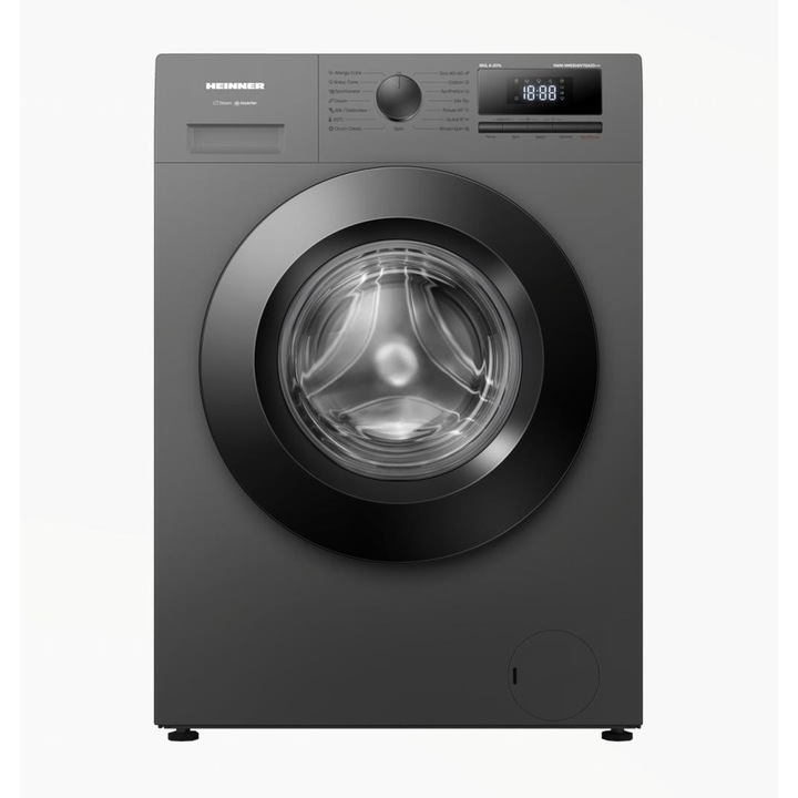 Masina de spalat rufe HEINNER HWM-HME814IVTGA20+, 8 kg, 1400 rpm, Clasa A, Motor Inverter, 15 programe Gri