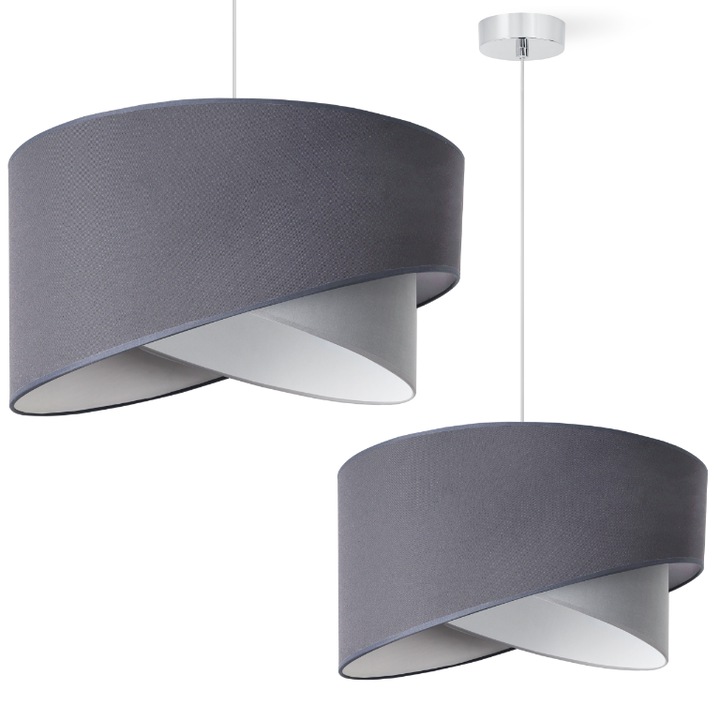 Lampa suspendata, Vienna, crom, abajur gri inchis-gri, 1 punct de lumina, E27