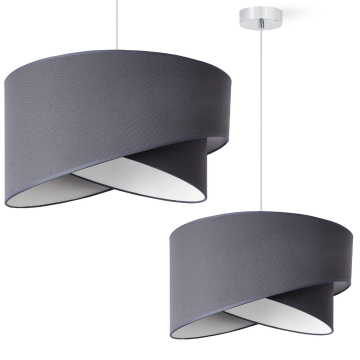 Lampa suspendata, Vienna, crom, abajur gri inchis, 1 punct de lumina, E27