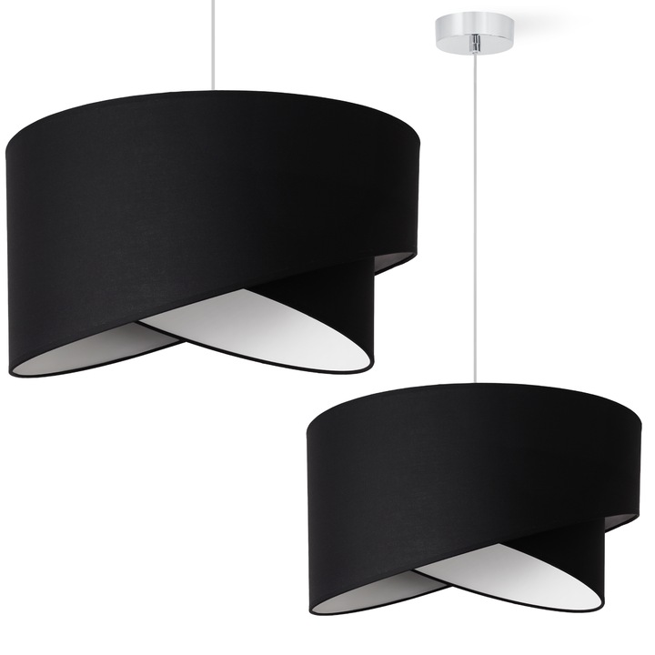 Lampa suspendata, Vienna, crom, abajur negru, E27, 1 punct de lumina