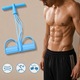 Fitness Gumiszalag Pedálokkal és 6 Ellenállási Csővel, NARCIX®, Többfunkciós Expander Karra, Hasra, Lábakra és Hátra, Kényelmes Fogantyúk, Természetes Latex, Otthoni Edzés, Kék