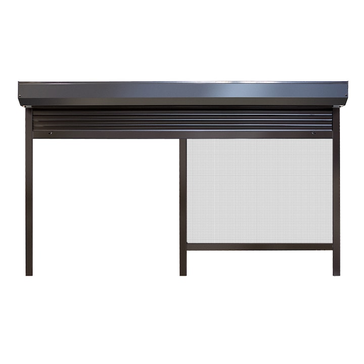 Rulouri exterioare aluminiu cu plasa insecte, maro inchis RAL 8019, Sinerco, 1200mm x 1200mm