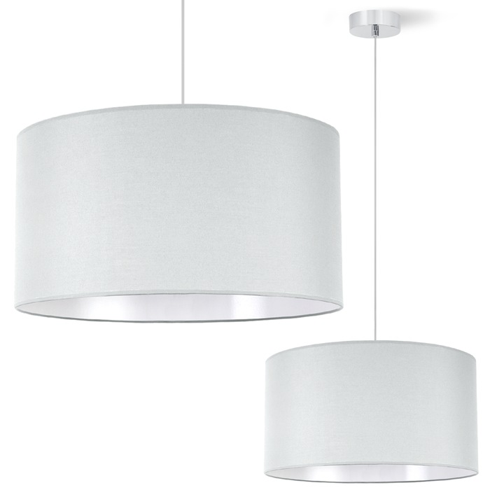 Lampa suspendata, Vienna, crom, 1 punct luminos, abajur gri deschis, 35 cm, E27