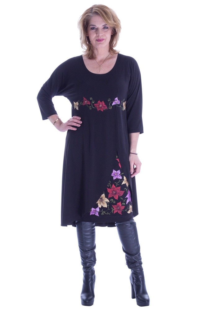 Rochie neagra jerse pictata manual Liza Panait R-340E