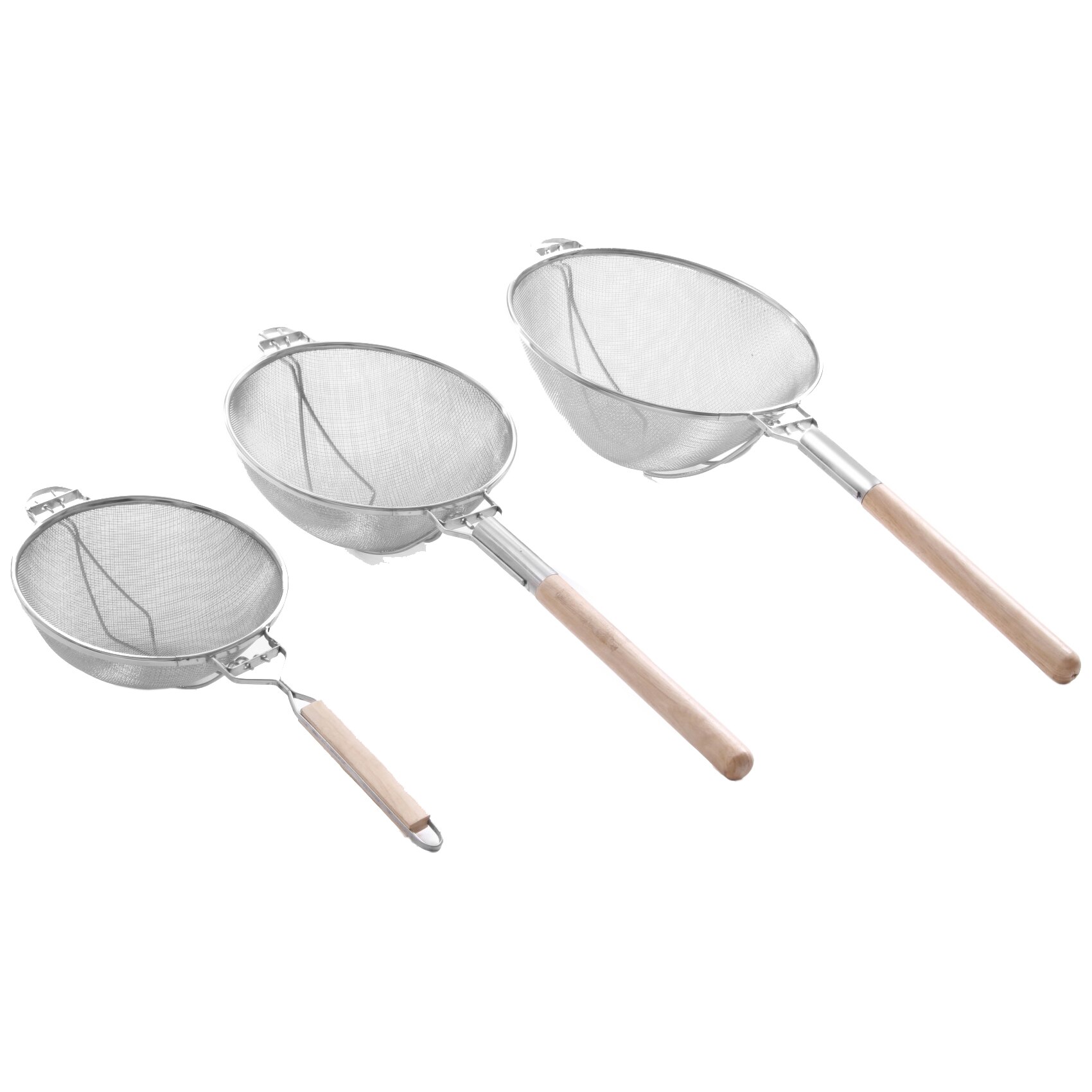 Sita Hendi, cu plasa dubla, otel inoxidabil placat cu staniu/maner de lemn, Ø26x57 cm