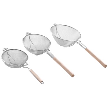 Sita Hendi, cu plasa dubla, otel inoxidabil placat cu staniu/maner de lemn, Ø26x57 cm Sita Hendi, cu plasa dubla, otel inoxidabil placat cu staniu/maner de lemn, Ø26x57 cm