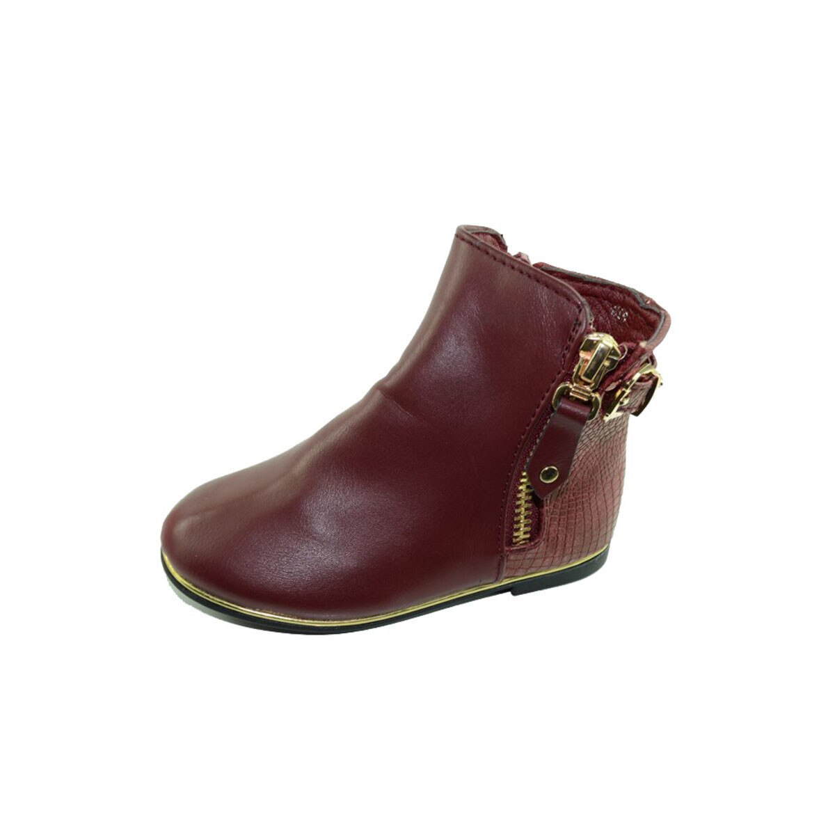 Ghete pentru fetite MRS, cu fermoar si catarama, Bordo