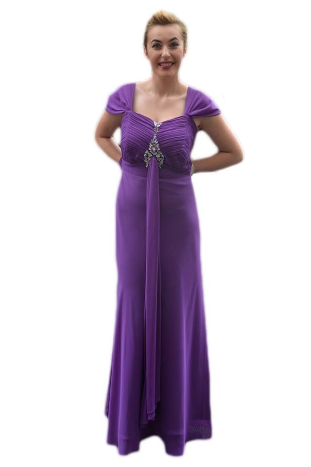 Rochie eleganta, lunga, insertii de pietre , D&J Exclusive, Mov