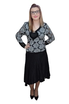 Fusta fashion, material lucios cu croi modern, D&J Exclusive, Negru, 40 Fusta fashion, material lucios cu croi modern, D&J Exclusive, Negru, 40