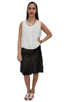 Fusta clasica, inchidere cu fermoar fin, D&J Exclusive, Maro Fusta clasica, inchidere cu fermoar fin, D&J Exclusive, Maro