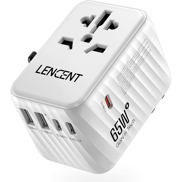 Adaptor Calatorie Universal LENCENT 65W GaN3, 5 Porturi PD
