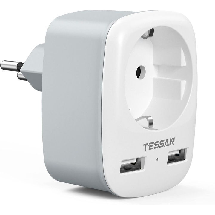 Adaptor Calatorie Elvetia cu 2 USB - Priza Tip J