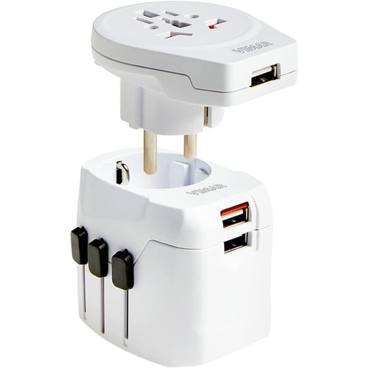 Adaptor Calatorie Universal Vimar 0A32303B + USB Alb