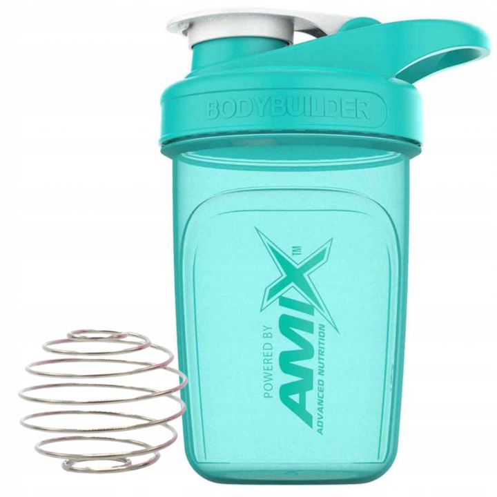 Shaker Mini 300ml Turcoaz cu Bila pentru Suplimente - Compact si Etans