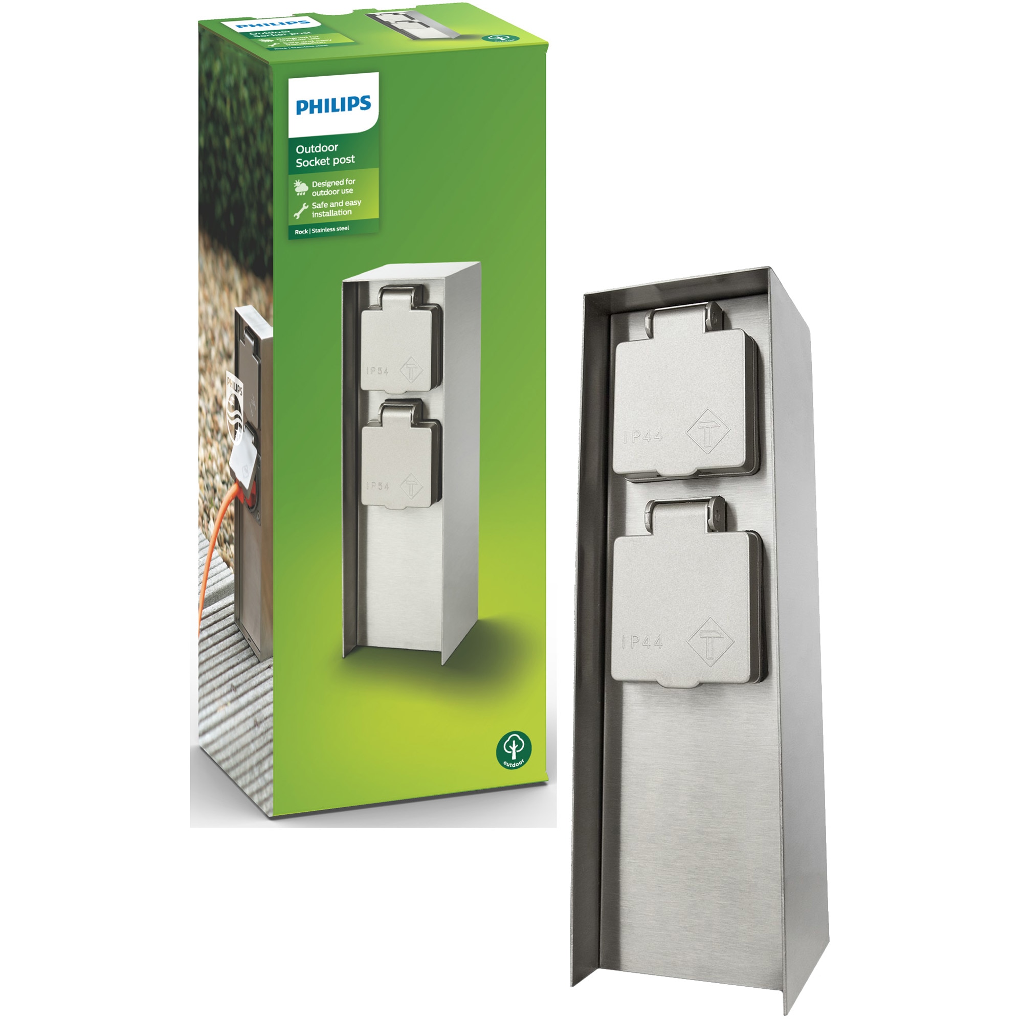 Priza pentru exterior Philips myGarden Rock, cu pin de impamantare