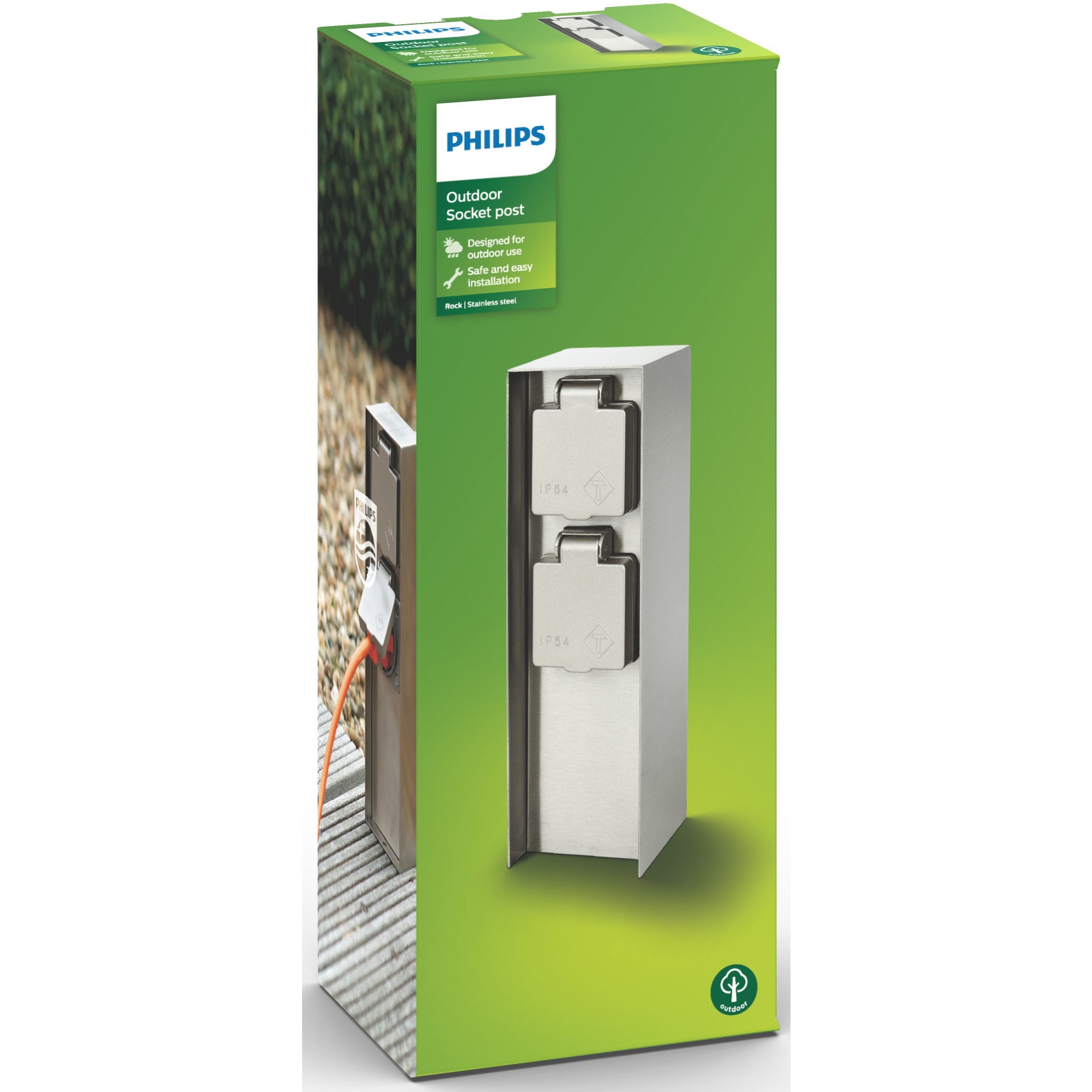 Priza pentru exterior Philips myGarden Rock, cu pin de impamantare