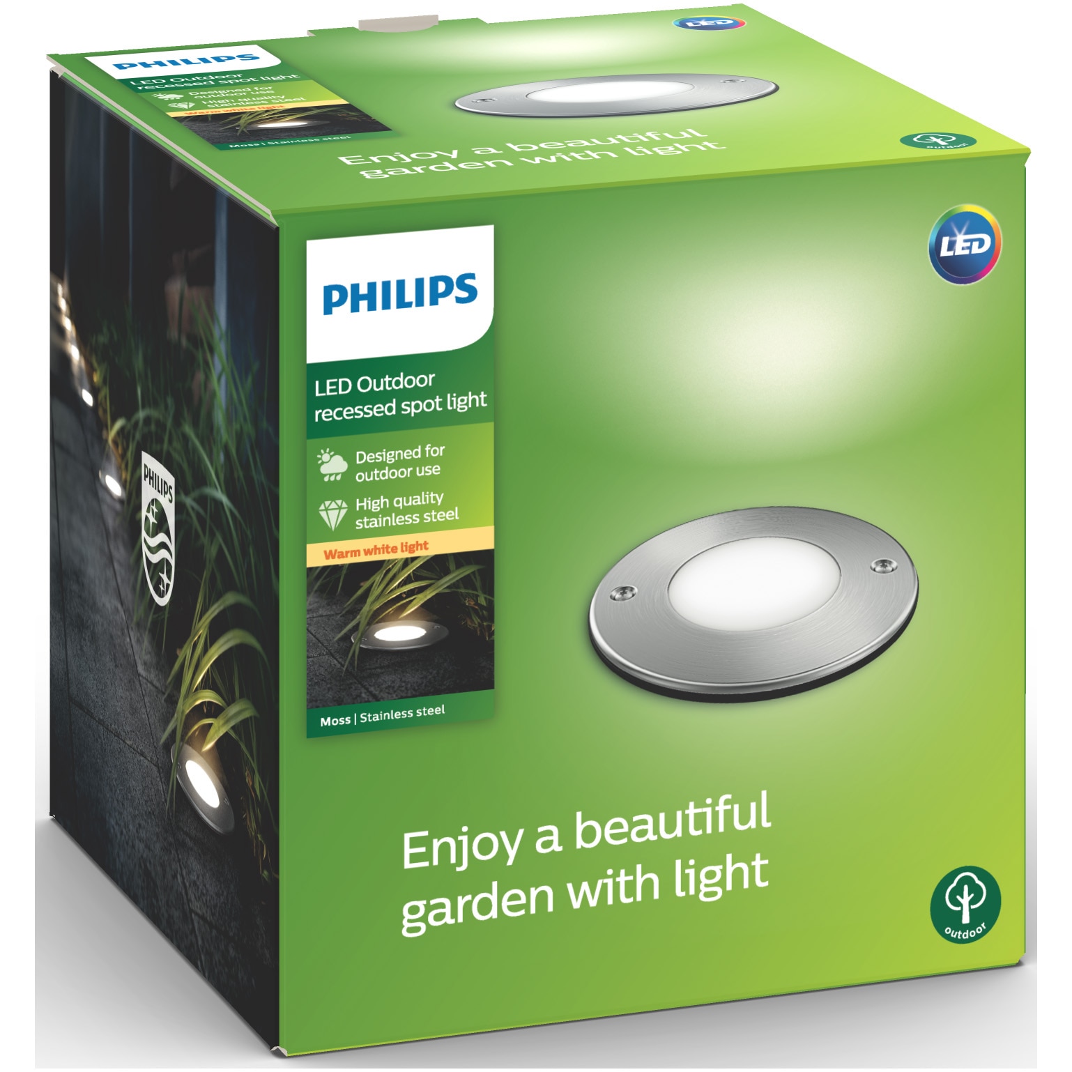 Spot LED incastrat Philips myGarden Moss, pentru pardoseala, 1x3W