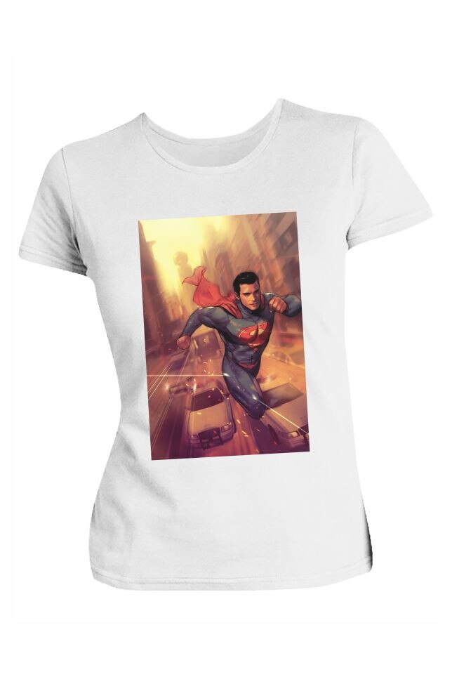 Tricou Superman print, alb, marime S EU
