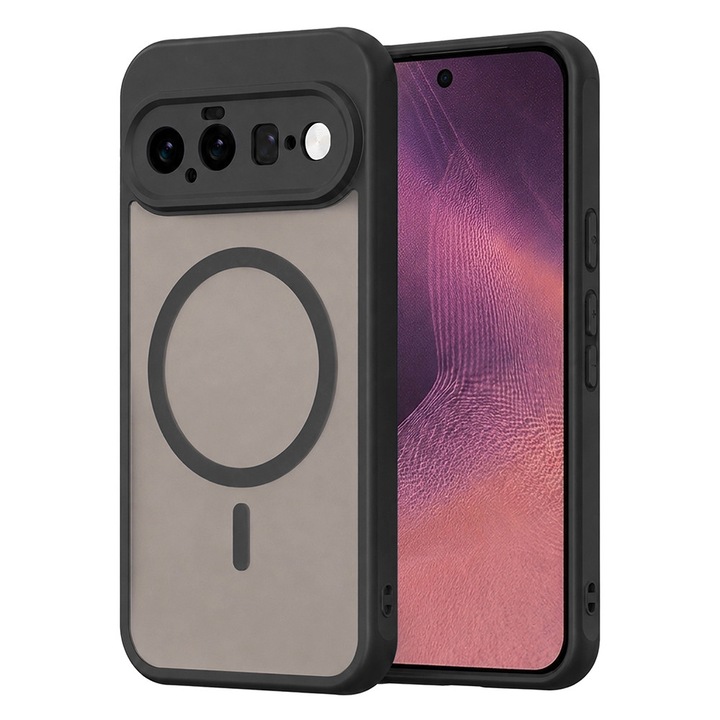 IcyAura védőtok Google Pixel 11-gyel kompatibilis, ütésálló, Ultra Safe kamera védelem, MagSafe funkció, fekete