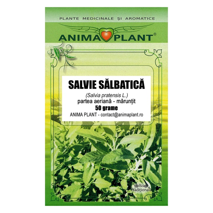 Salvie salbatica, Salvia pratensis, partea aeriana, planta pentru ceai, Anima Plant, 50 g