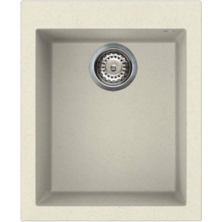 Chiuveta granitek Elleci Quadra 100, 410 x 500 mm, adancime 200 mm, Bianco Antico G62